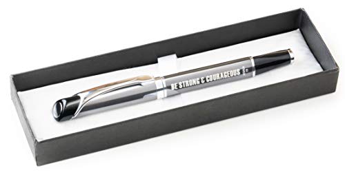 Double Creek Joshua 1:9 Be Strong and Courageous Scripture Engraved Refillable Pen with Gift Box Religious Inspirational Christian Prayer Sobriety Recovery Gift Pen for Women Men with Comfort Grip