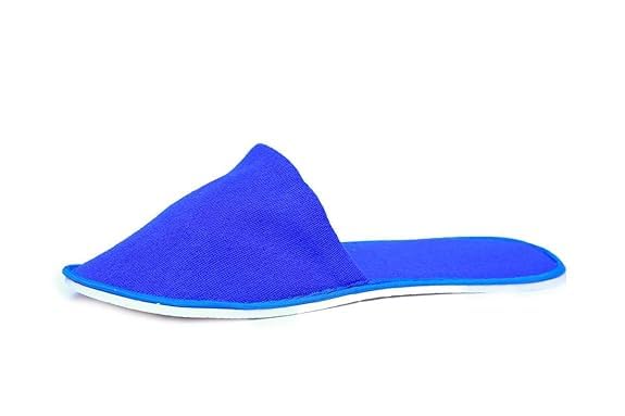 Kalpana's Pack of 10 Pairs Disposable Slippers | Closed-Toe Style Soft Terry Towel Slippers | Footwear for Home Hotel Homestay Traveling(Blue) - Image 2 thumbnail
