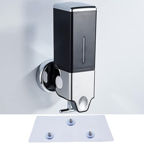 No Drill Wall Mounted Soap Dispenser Shower Liquid Shampoo and Soap Dispenser for Bathroom, Kitchen, Hotels (Black, 500ml)