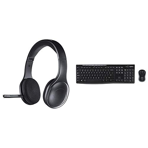 Logitech H800 Bluetooth Wireless Headset, Black & MK270 Wireless Keyboard and Mouse Combo - Keyboard and Mouse Included, 2.4GHz Dropout-Free Connection, Long Battery Life (Frustration-Free Packaging)