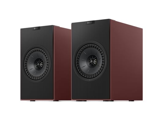 KEF Coda W Wireless Bookshelf Speakers (Pair, Vintage Burgundy) - Powered Active HiFi Speakers with Bluetooth & Streaming for Home Stereo by KEF - Used condition - US$800.28