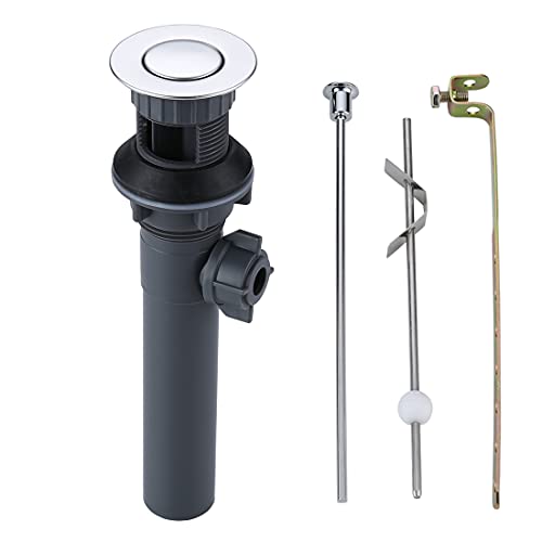 WOWOW Pop Up Drain Assembly with Lift Rod and Overflow Drain Stopper Assembly for Bathroom Faucet,Chrome
