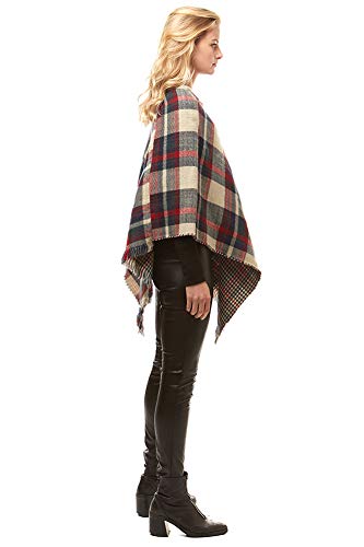 ScarvesMe Women's Cozy Plaid Check Soft Brush Cape Shawl Reversible Poncho3