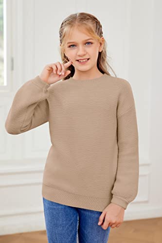 Girls Pullover Sweaters Kids Long Sleeve Drop Shoulder Sweaters Casual Boat Neck Knit Jumper Tops3