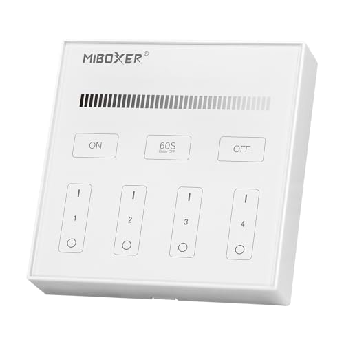 LIGHTEU, Milight Miboxer DC3V 2,4 GHz Panneau tactile mural Télécommande de gradation de luminosité 4 zones Compatible avec les contrôleurs d'ampoules blanches Milight doubles, B1