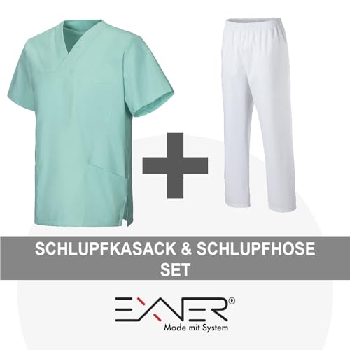 EXNER Medizin Kasack Set – Kasack & Hose für Damen und Herren, Pflegebekleidung Set in 26 Farben, Oberteil farbig + Hose weiß, Schlupfkasack & Schlupfhose, XS–5XL – Bild 2