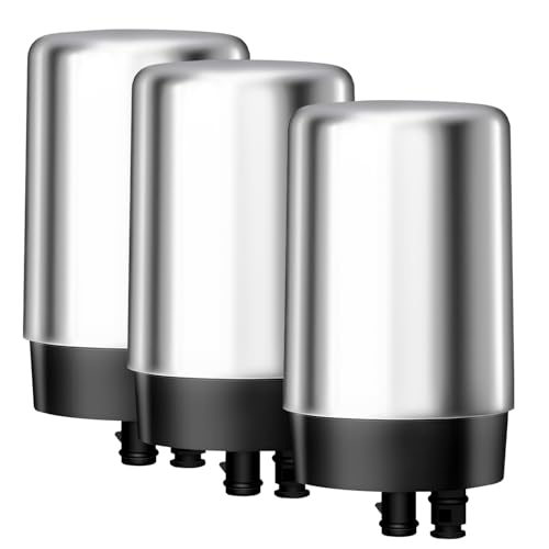 AQUA CREST Faucet Water Filter, Replacement for Brita® Filter, Brita® 36311 On Tap Water Filtration System, FR-200, FF-100, 100 Gallons, Chrome (3 Packs)