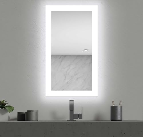 Seura 24 x 42 inch Forte LED Lighted Bathroom Mirror, Wall Mounted + Frameless + Dimmable