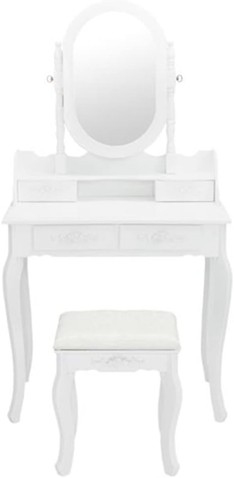 Dresser FCH Irregular Single Mirror 3 Drawer Dresser with Dressing Stool White Dressing Table Furniture