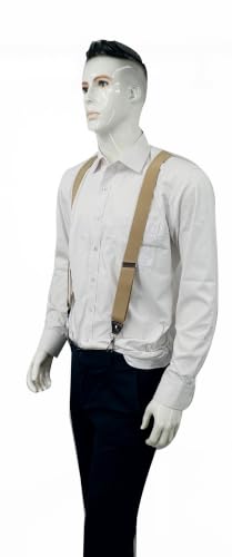 Image of Mens Suspenders with 3 Swivel Hooks Belt Loops 1.4 Inch Wide Heavy Duty Adjustable Braces
