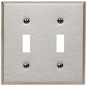 Leviton 84009-40 2-Gang Toggle Device Switch Wallplatestainless steel