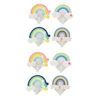 MAGICLULU 8 Pcs Rainbow Heart Wall Hooks Storage Hangers Decorative Non Punch Coat Hooks for Bedroom Bathroom Door Hallway Organization