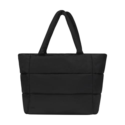 Image of PUMA Women's Plush Soft Nylon Tote with Padded Straps, Zip Closure & Metal Logo Plaque