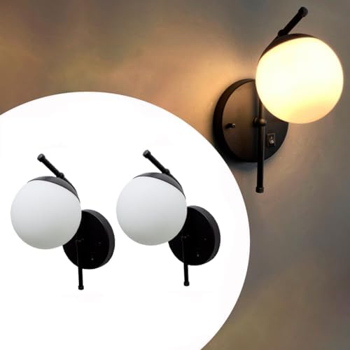 Kit 2 Arandelas de Parede Moderna Inclinada Preto Com Interruptor...