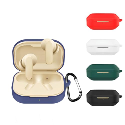 Image of AJM 360 Protection Shockproof Design Soft Rubberised Case with Keychain for Realme Buds Air 8 (Dark Green)
