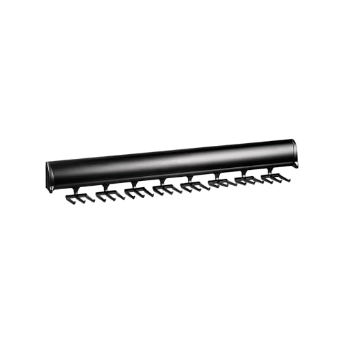 Brixwell QIL9-004 Tie Rack, 24 Hook with Full Extension Slide Black Finish
