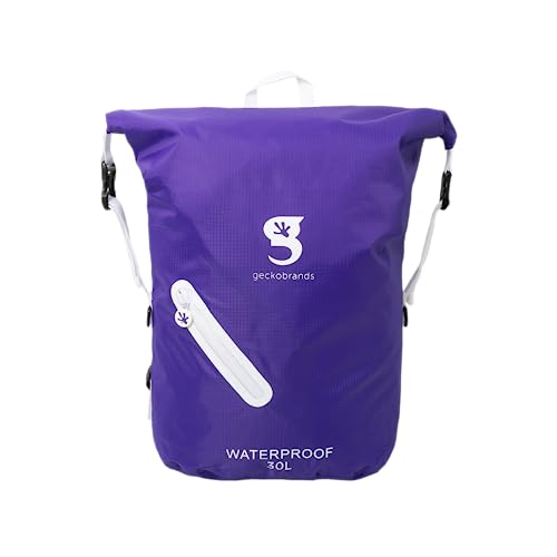 Image of geckobrands Lightweight 30L Waterproof Backpack - Lightweight Watertight Outdoor Bag Hiking Traveling Light Water Activities