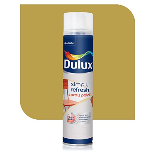 Dulux Simply Refresh Spray Paint | DIY, Quick Drying Gloss Finish for Metal, Wooden Furniture, Plastic, Walls, Cars & Bikes – 400ML (Gold)