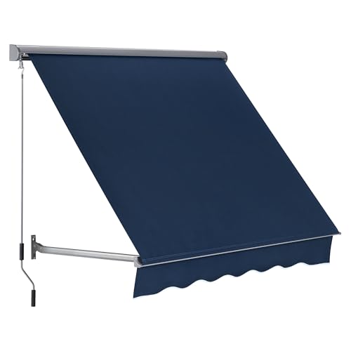 Macrout 63' Patio Window Awning for Door Entrance, Aluminum Fully Assembled Manual Retractable...