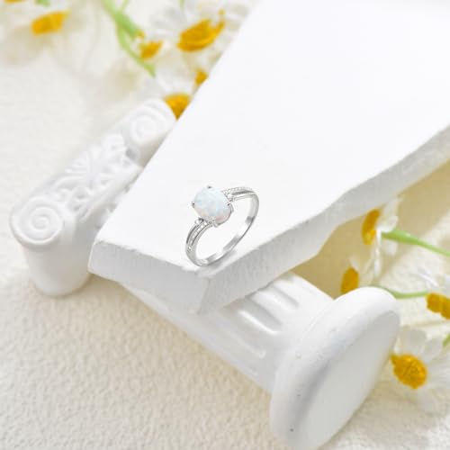 YDD 2ct Oval Cut Opal Engagement Rings for Women White Opal Rings Opal and Moissanite Engagement Rings 925 Sterling Silver Opal Wedding Ring Anniversary Promise Ring3