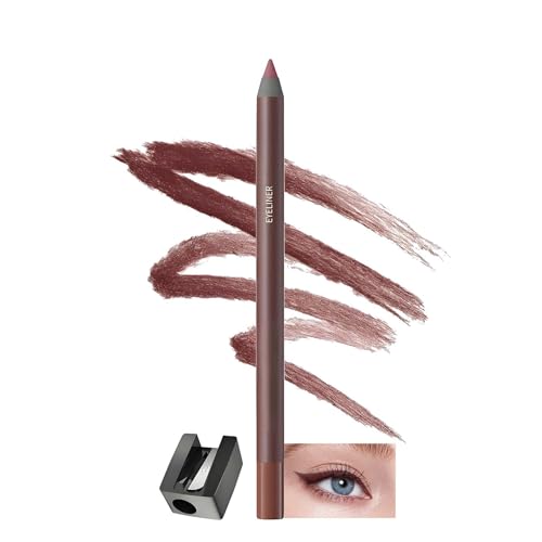 Waterproof Plum Eyeliner Pencil - Matte Finish Long-Lasting Smudge-Proof Eye Liner with Precision Sharpener Highly Pigmented Soft Glide Defines Eyes for All-Day Elegant Look (1#PLUM)