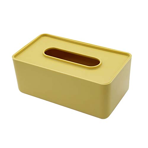 Pretty Jolly PP Tissue Box Holder Rectangular Napkin Organizer Paper Case Dispenser Facial Tissue Holder with Cover for Bathroom,Home,Officeï¼ˆ3.8 X 5 X 9 inchï¼‰-Yellow