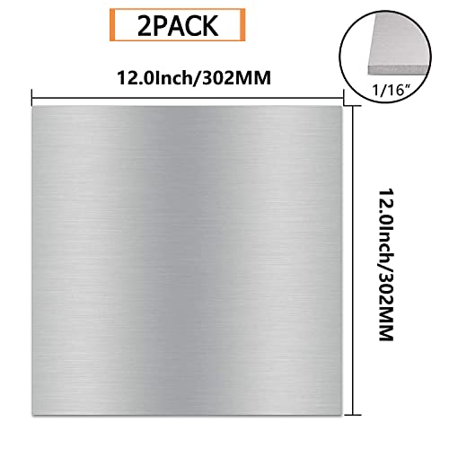 Image of 2Pack 6061 T651 Aluminum Sheet Metal 12 x 12 x 1 /16(0.06 inch) Inch Flat Plain Aluminum Plate Covered with Protective Film, Rectangle Aluminum Metal Plate for Crafting, DIY, Industrial, 1.5mm Thick