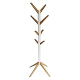 Style home Garderobe Holz Garderobenständer Kleiderständer Flur Diele Schlafzimmer Wartezimmer acht Haken Weiß und Bambus