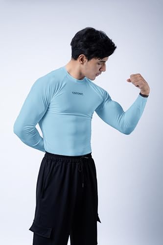Image of COITONIC Men's Full Sleeve Compression T-Shirt - Athletic Base Layer for Gym, Sports & Fitness Training