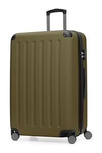 HAUPTSTADTKOFFER Spree - Großer Hartschalen-Koffer, TSA, 4 Doppel-Rollen, Trolley, Rollkoffer, Reisekoffer, Volumenerweiterung, 75 cm, 119 Liter, Avocado