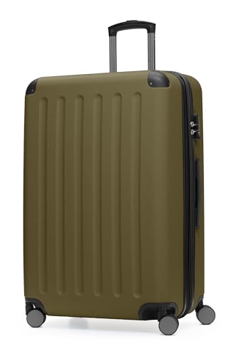 HAUPTSTADTKOFFER Spree - Großer Hartschalen-Koffer, TSA, 4 Doppel-Rollen, Trolley, Rollkoffer, Reisekoffer, Volumenerweiterung, 75 cm, 119 Liter, Avocado