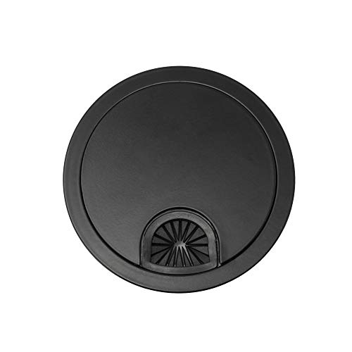 Progressive Automations Grommet para Escritorio de Pie con Agujero de 3.15 pulgadas de Diámetro - Organizador Redondo de Metal para Manejo de Cables, Color Negro