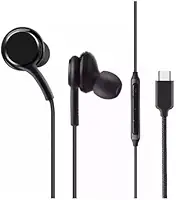 Fone de Ouvido com Fio Premium Tipo-C, Som Balanceado, Anti-Ruído (Até 99,15%), Cabo de Tecido Anti-Emaranhamento, Preto – Compatível com Samsung, Motorola, LG e Smartphones USB-C.