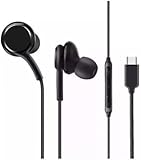 Fone de Ouvido com Fio Premium Tipo-C, Som Balanceado, Anti-Ruído (Até 99,15%), Cabo de Tecido Anti-Emaranhamento, Preto – Compatível com Samsung, Motorola, LG e Smartphones USB-C.