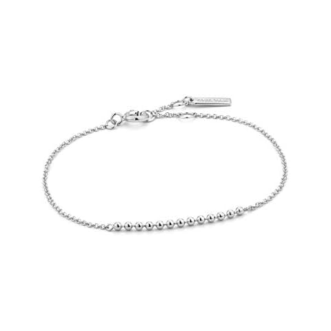 ANIA HAIE Sterling Silver Adjustable Simple Minimalist Beaded Chain Fashion Bangle Bracelet for Women, Silver Cover