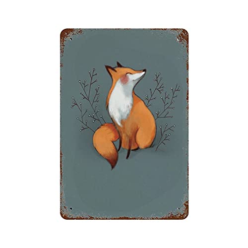 Graman Red Fox Anique Metal Tin Sign Metal Tin Sign Wall Decor for Home Cafes Pubs Club Man Cave Sign Gift Plaque Metal Tin Sign for Men Women 8x5.5 Inch