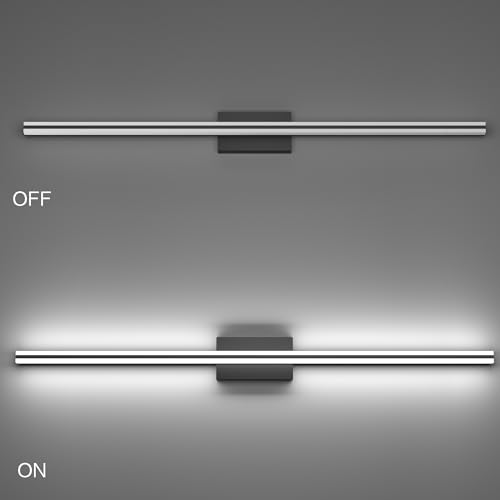 Image of SOLFART Bathroom Vanity Lights Over Mirror Dimmable 48 Inch Matte Black Bathroom Light Fixtures 5CCT 30W Vanity Lighting Fixtures