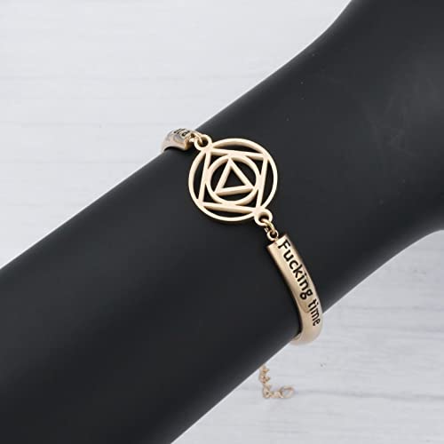 Image of One Day At A Time Bracelet Sobriety Gift Addiction Recovery Gift AA Bracelet NA Gift Sobriety Gift 12 Step Gifts Motivational Gifts (one day B RG), 8 inches
