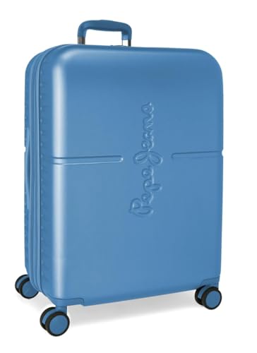 Valise rigide Pepe Jeans Highlight bleu 79L finition Joumma Bags haute résistance
