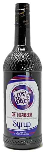Crystal Beach Diet Loganberry Syrup, Sugar-Free, Unique Flavor Combination of Raspberry and Blackberry 1 Liter, 33.8 Oz (Pack of 1)