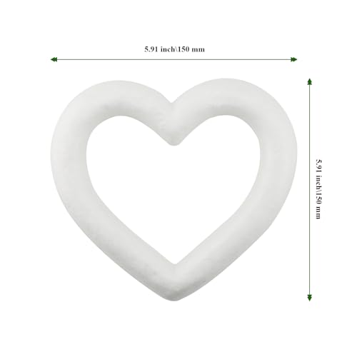 MAHIONG 14 Pack 6 Inch Heart Foam Wreath, White Polystyrene Foam Ring, Heart Craft Foam Wreath for DIY Arts Floral Projects Home Wedding Decor by MAHIONG - Used condition - Image 2