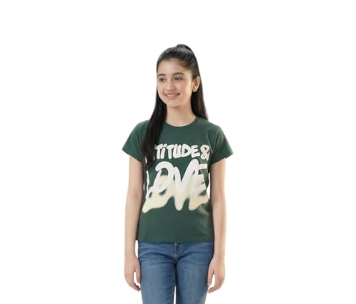 Image of Li'l Tomatoes Girls 100% Cotton Graphic T-Shirt | Attitude & Love Print Summer Top | Soft & Breathable Casual Wear | Short Sleeve Tee | 11-16 Years