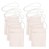 6Pcs 13x17cm Blank Canvas Crossbody Bag,Bulk Mini Zipper Shoulder Bags,Cloth Fabric Bags Painting Bags for DIY Craft