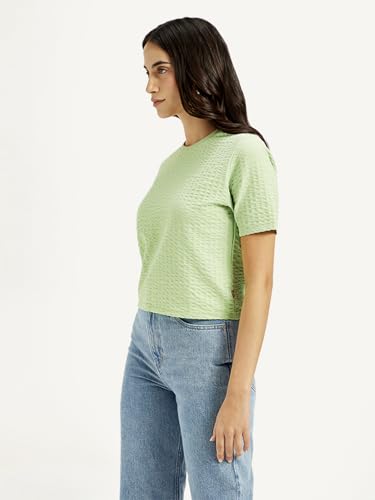 Image of Women's Textured Light-Green Crew Neck Top