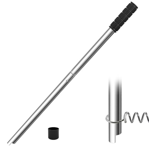 Tlence Pool Cover Tool 26-1/2 Inch Long Pool Cover Anchor Removal Rod Swimming Pool Safety Cover Spring Installation Tool Stainless Steel Heavy Duty Pool Cover Bar for Concrete and Paver Deck