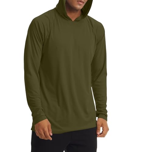 Rash Guard for Men UPF 50 Fishing Long Sleeve Shirt Hoodies Workout UV Sun Protection Hooded Shirts with Thumb Holes3