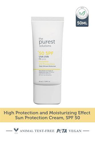 The Purest Solutions Invisible UV Protection (Daily Intensive Moisturizer SPF 50+) - Hyaluronic Acid & Shea Butter for Daily Hydration - Sunscreen - All Skin Types - Vegan | Cruelty Free (50 ml) - Image 2