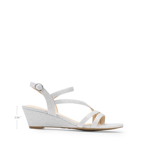 Image of DREAM PAIRS Strappy Wrapped Dressy Wedge Sandals, Comfortable Ankle Strap Open Toe Evening Dress Wedding Dance Summer Shoes