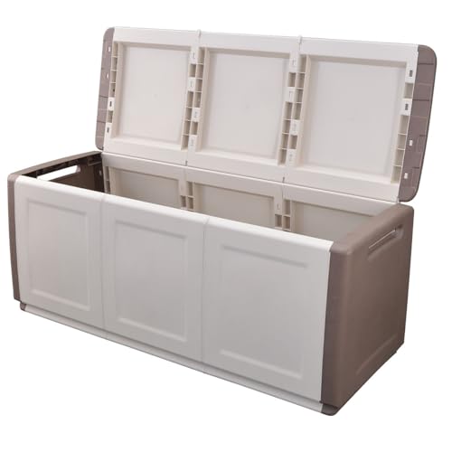 INTEC - Coffre de Rangement 330L Beige/Taupe 138 x 53 x H57cm Poignées de Transport polypropylène