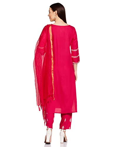 Anubhutee Women's Rayon Pink Ethnic Motifs Printed Straight Kurta Suit Set With Pants And Dupatta